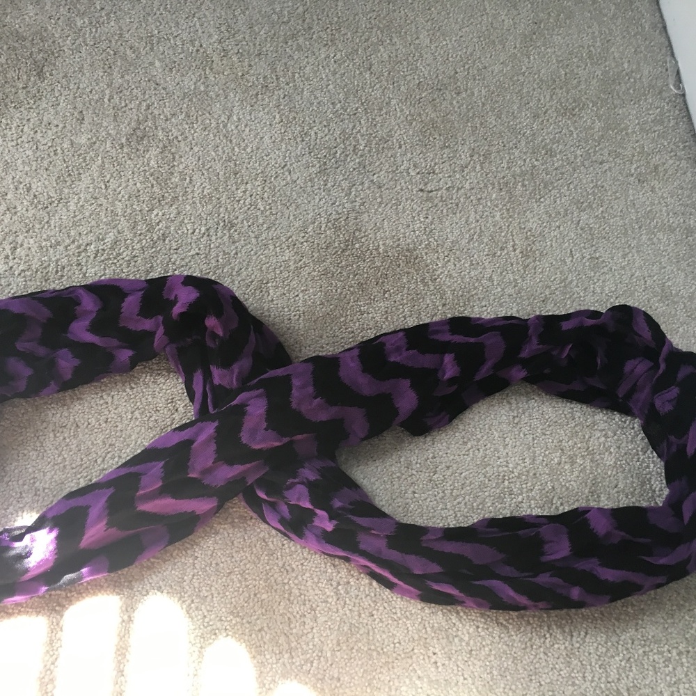 Purple and black infinity scarf
